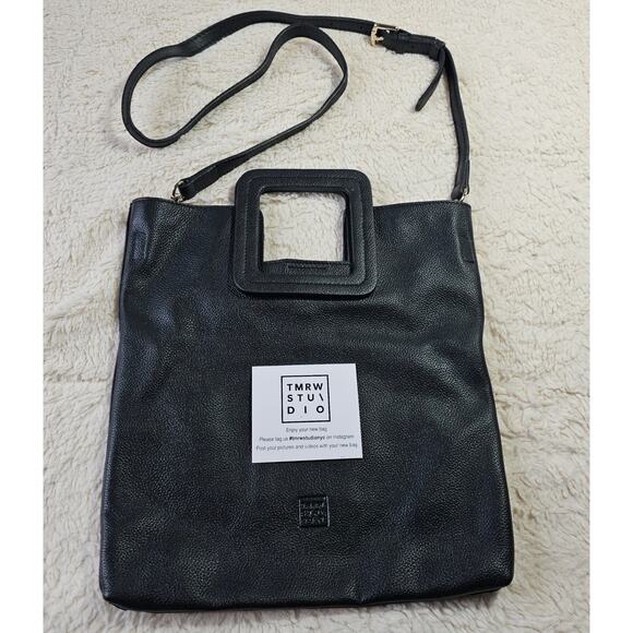 TMRW NWOT Black leather Milo Foldover Multiple Way Clutch n Crossbody Purse Bag - Picture 1 of 16